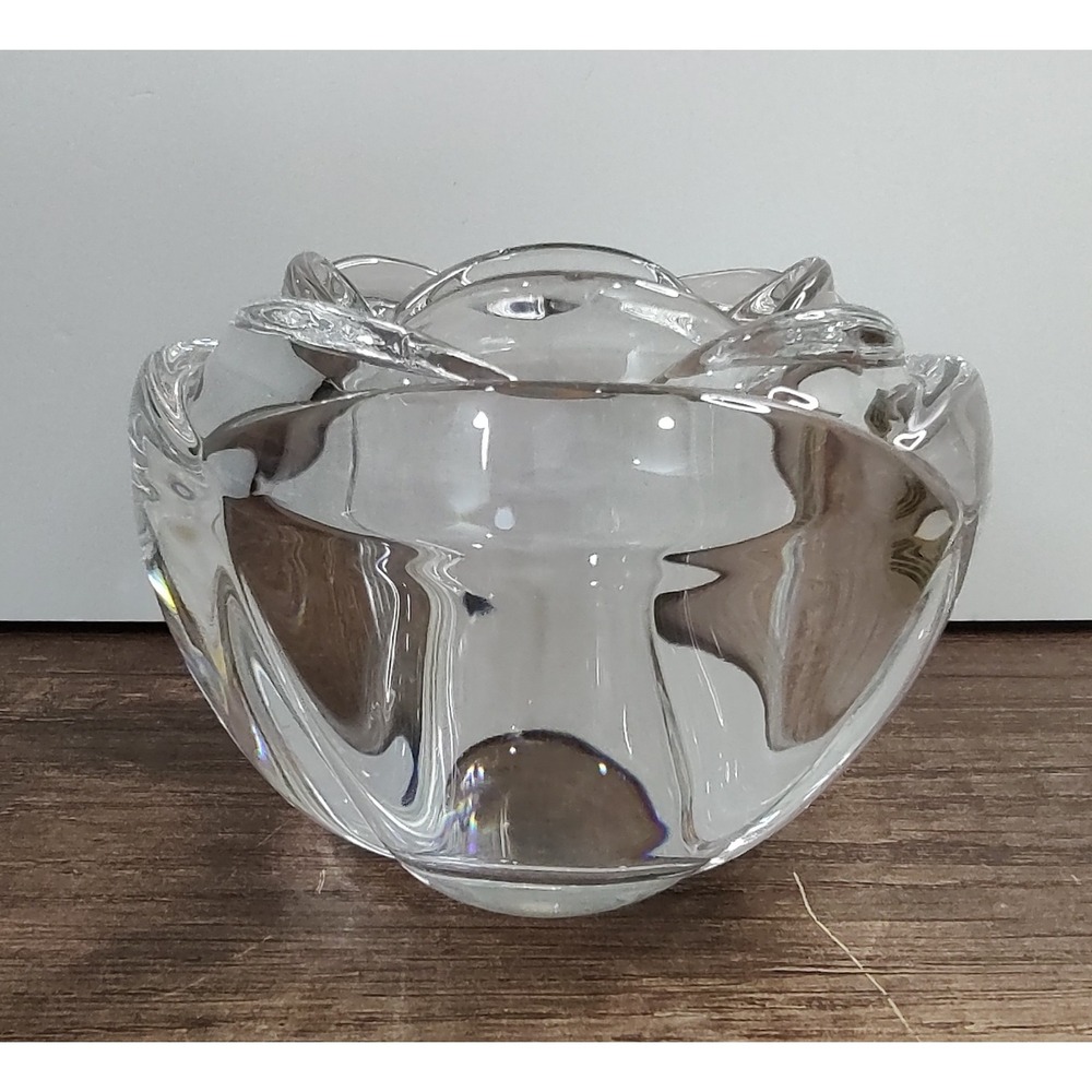 Crystal Flower Votive Candle Holder Vase Candlestick Glass Made Italy Capri